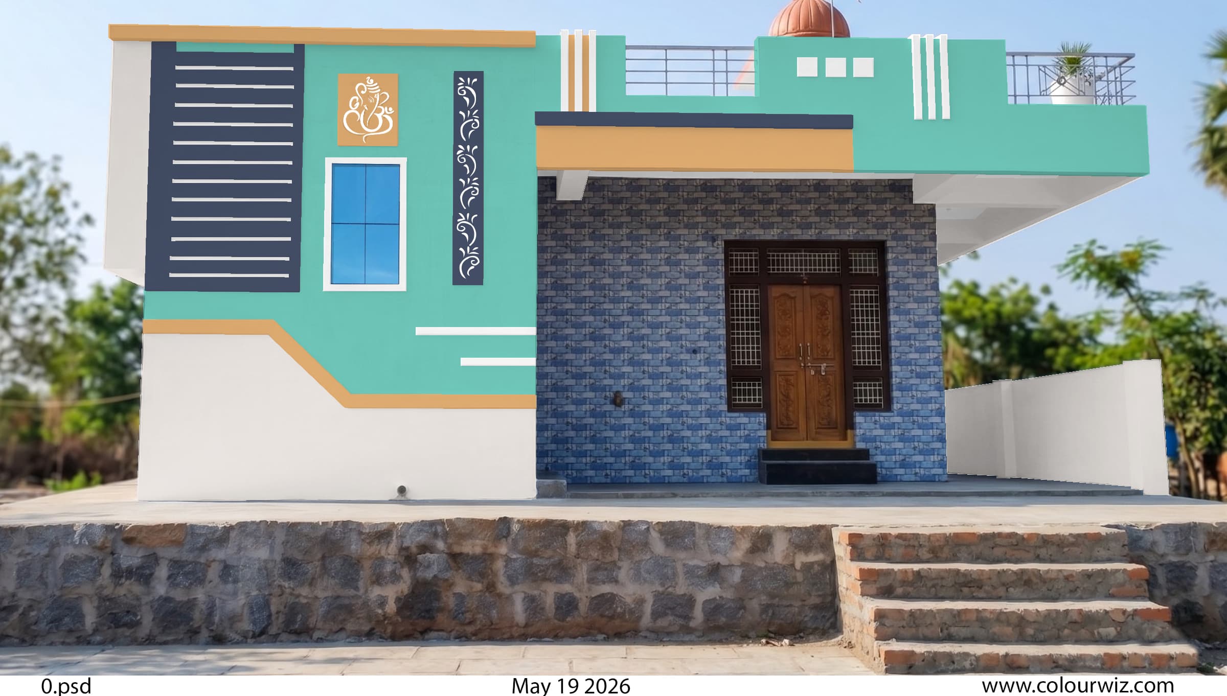 Cool Single Floor Exterior paint colour combination — Daisy Bloom