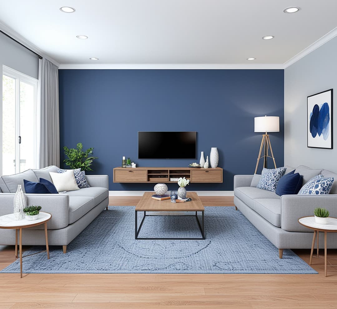 Cool Living Room Interior paint colour combination — Silver Sleek-n
