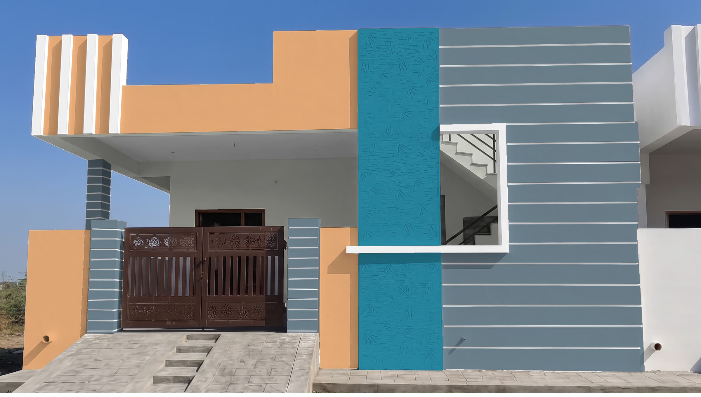 Bold Single Floor Exterior paint colour combination — Night Jasmine